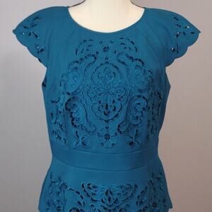 Antonio Melani Turquoise Cutout Peplum Dress
